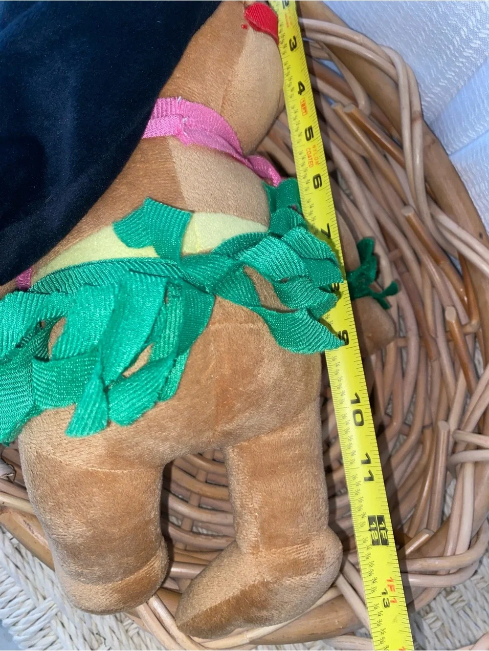 Disney Brown Plush Hula Doll with Red Heart Glasses and Green Skirt Lilo
